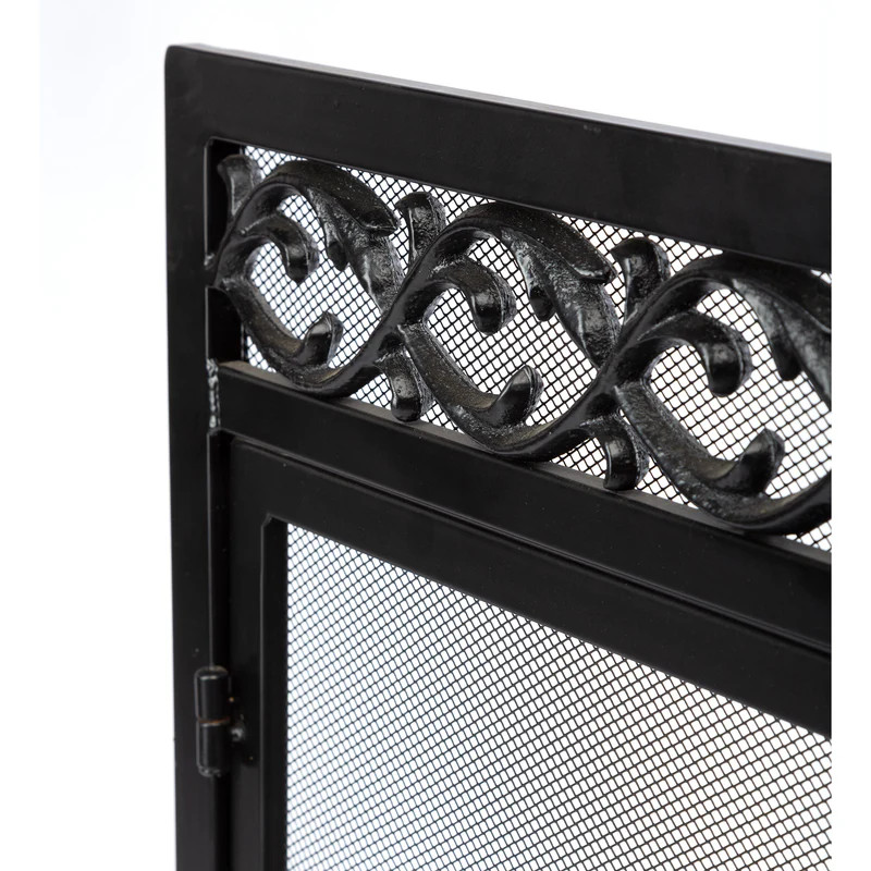 Large Cast Iron Scrollwork Fire Screen w/Doors | Plow & Hearth | Plow & Hearth