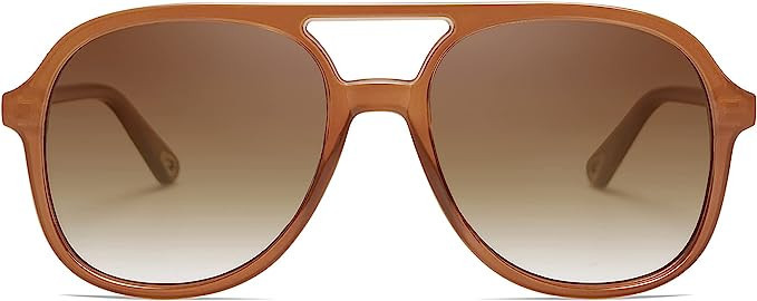 SOJOS Retro Square Polarized Aviator Sunglasses Womens Mens 70s Vintage Double Bridge Sun Glasses... | Amazon (US)