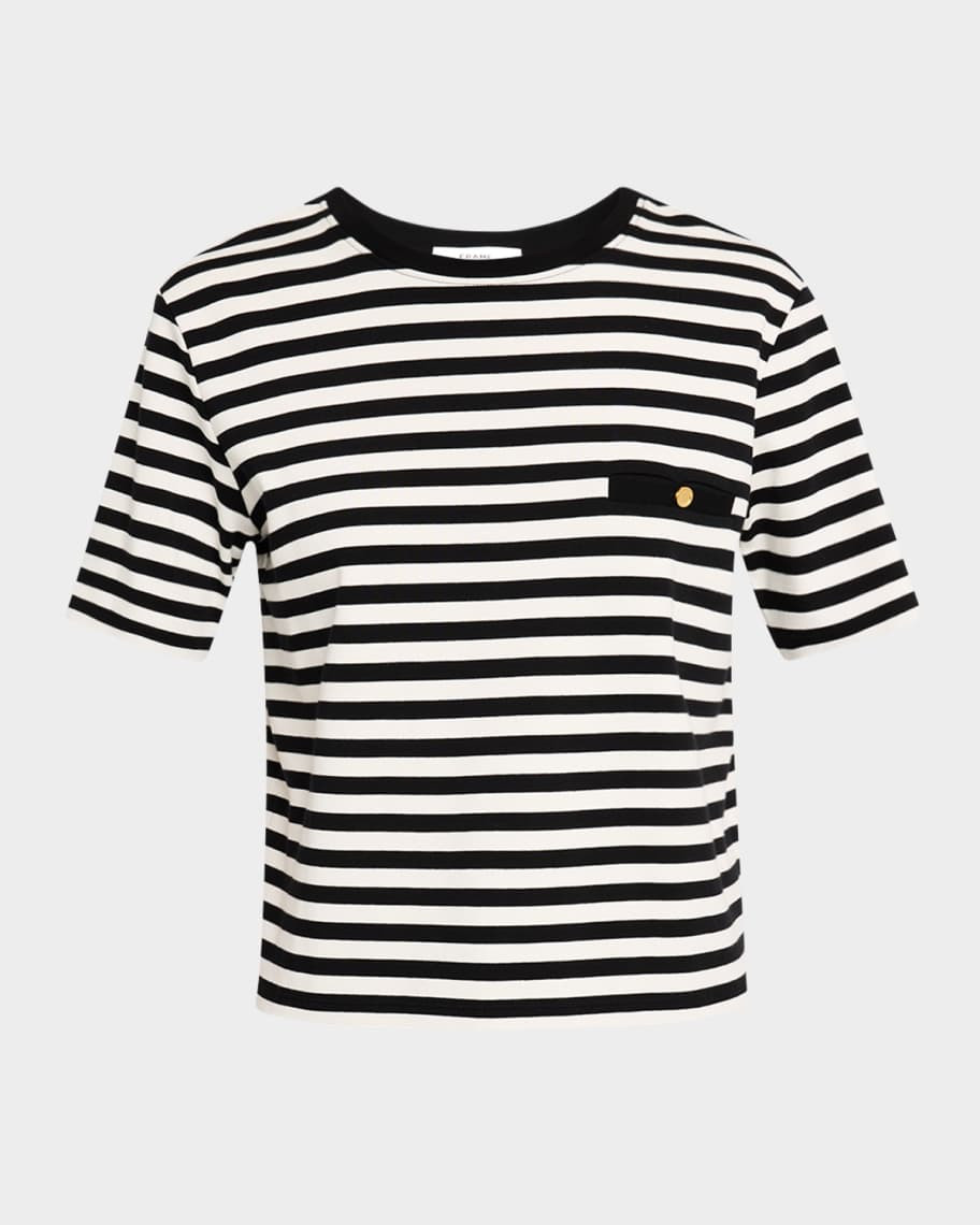 Stripe Crewneck Pocket Tee | Neiman Marcus