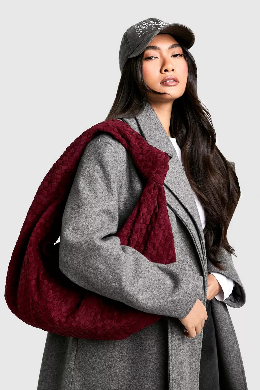 Faux Suede Woven Knot Oversized Shoulder Bag | Boohoo.com (UK & IE)