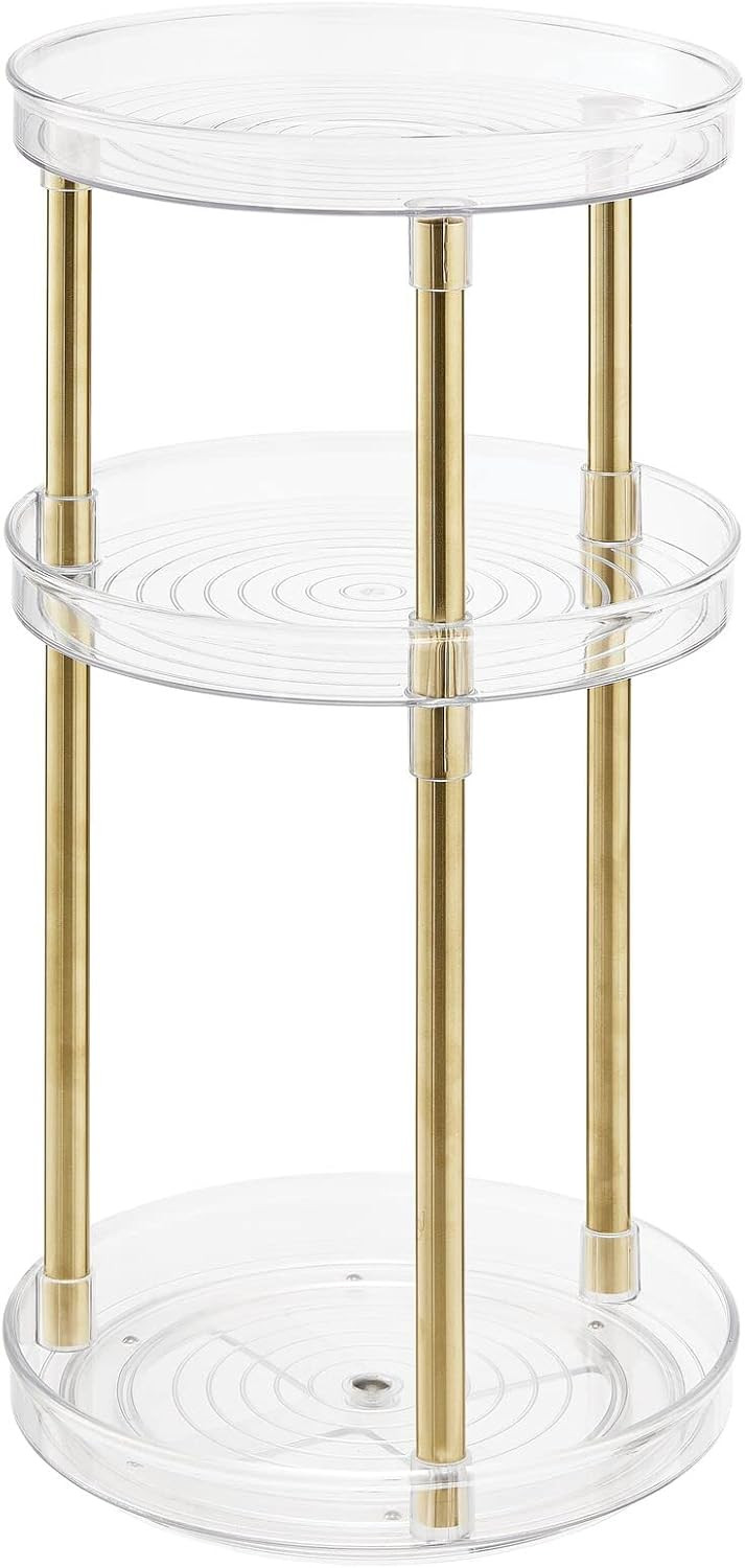 mDesign Spinning 3-Tier Lazy Susan 360 Rotating Makeup Organizer Storage Tower - Beauty Cosmetic ... | Amazon (US)