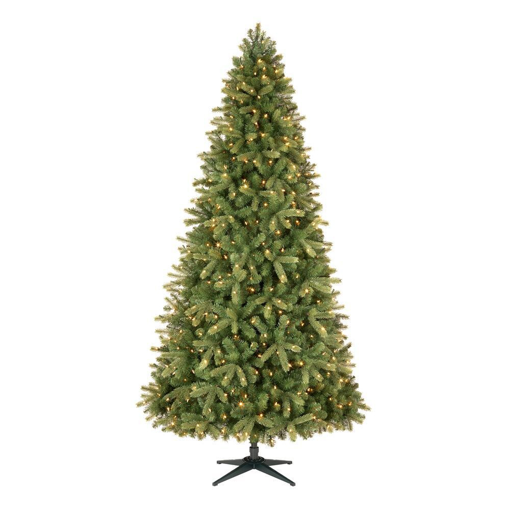 9 ft Manchester White Spruce LED Pre-Lit Artificial Christmas Tree with 600 SureBright Color Chan... | The Home Depot