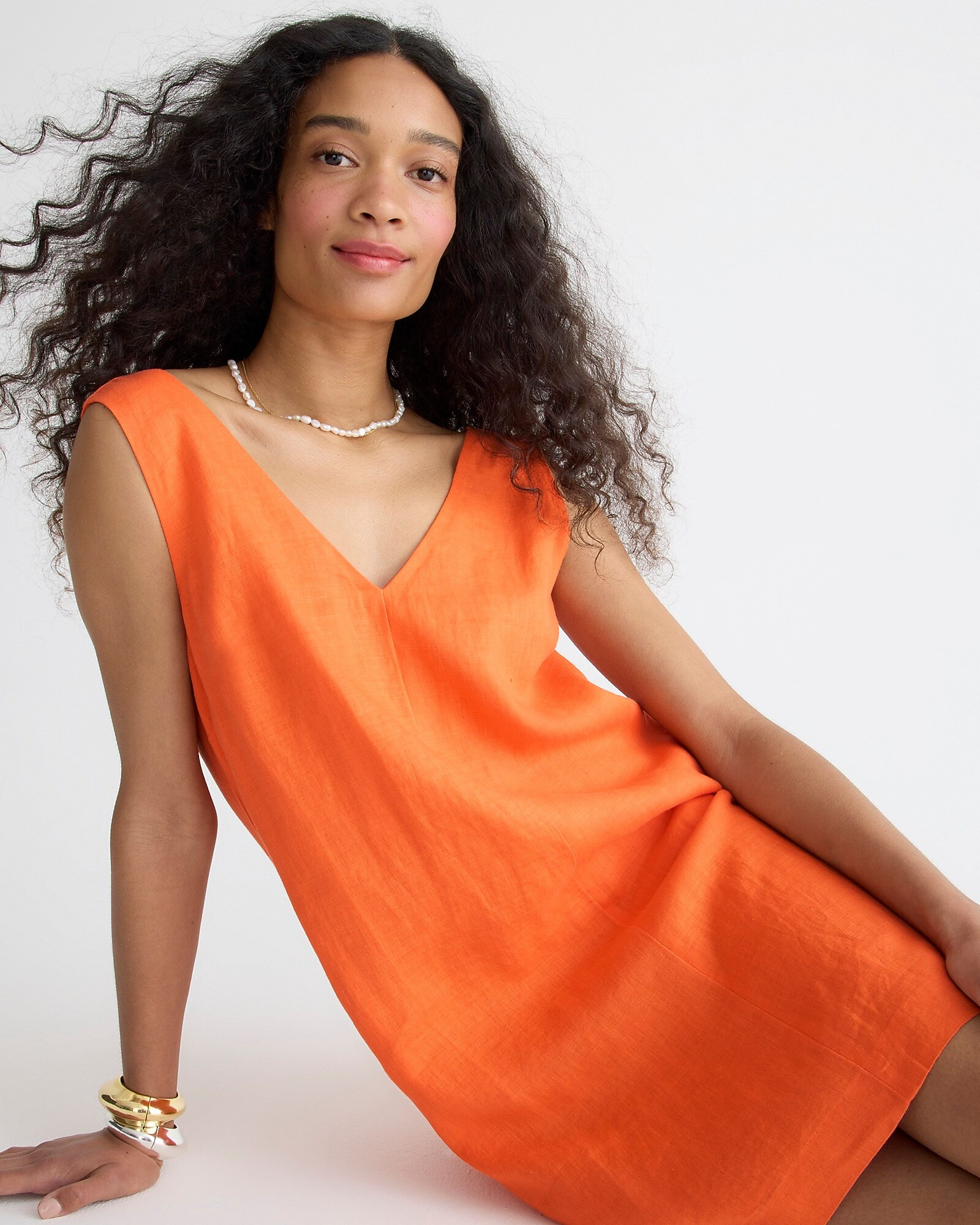 Maxine V-neck shift dress in linen | J. Crew US