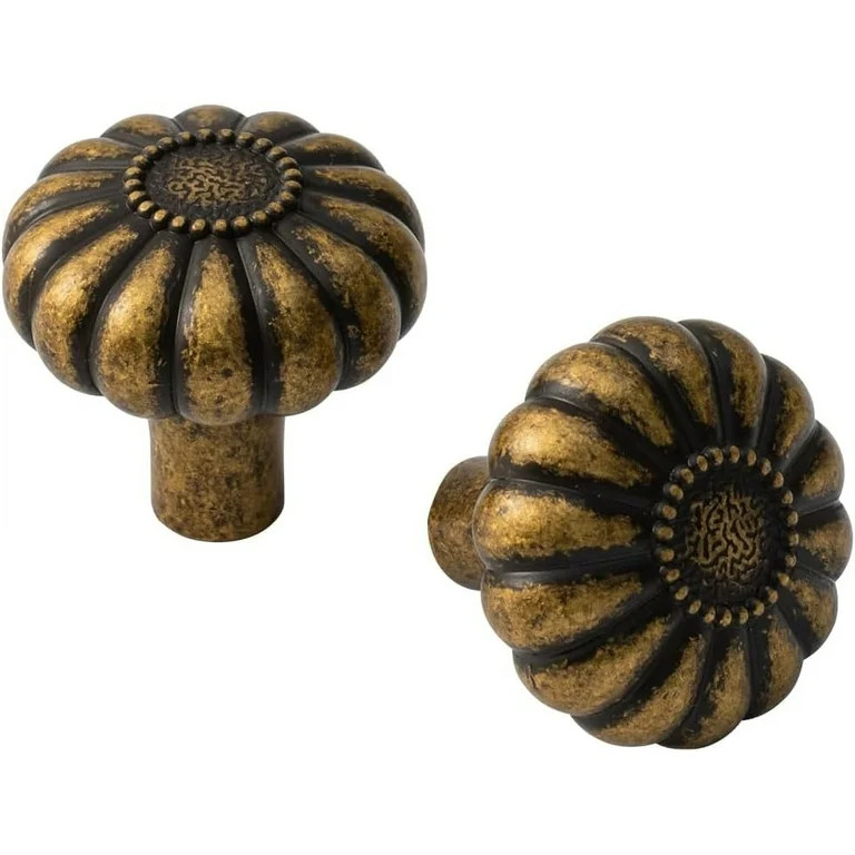 Goo-Ki 12 Pack Vintage Bloom Antique Brass Cabinet Knobs, Drawer Pulls for Kitchen, Dresser Cabin... | Walmart (US)