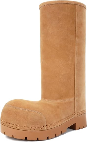 Suede Winter Boots for Women for Men, Unisex Fur Lining Mid Calf Snow Boots, Warm Slip on Wide Ca... | Amazon (US)
