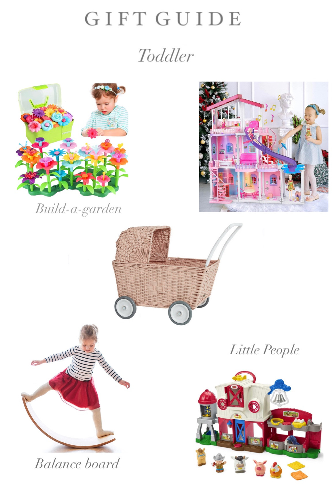 Toddler gift guide 💖🎄 Build a garden, the cutest stroller, Little People sets we love, a balance board and a Barbie dream house 

#LTKHoliday #LTKGiftGuide #LTKkids