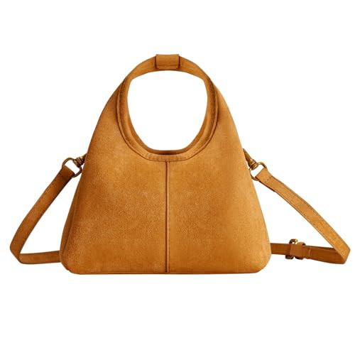 Women's Suede Bag Small Top Handle Handbag Satchel Purse for Women Trendy Designer Shoulder Handbag | Amazon (US)