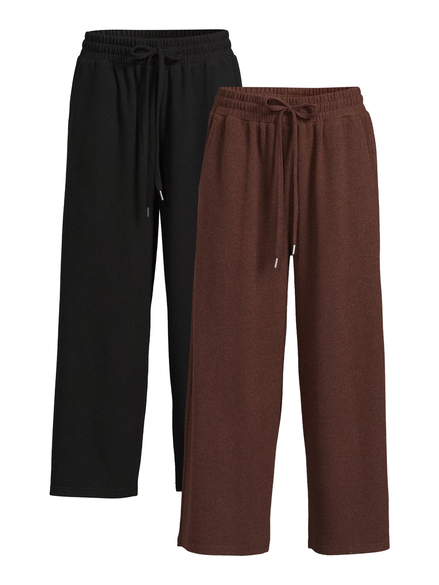 Time and Tru Women's Super Soft Hacci Cropped Wide-Leg Pants, 24” Inseam, 2-Pack, Sizes XS-XXL | Walmart (US)