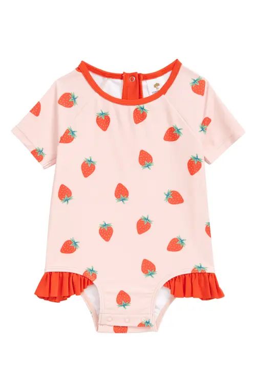 Tucker + Tate Kids' Ruffle One-Piece Swimsuit in Pink Cream Strawberry Toss at Nordstrom, Size 9M | Nordstrom