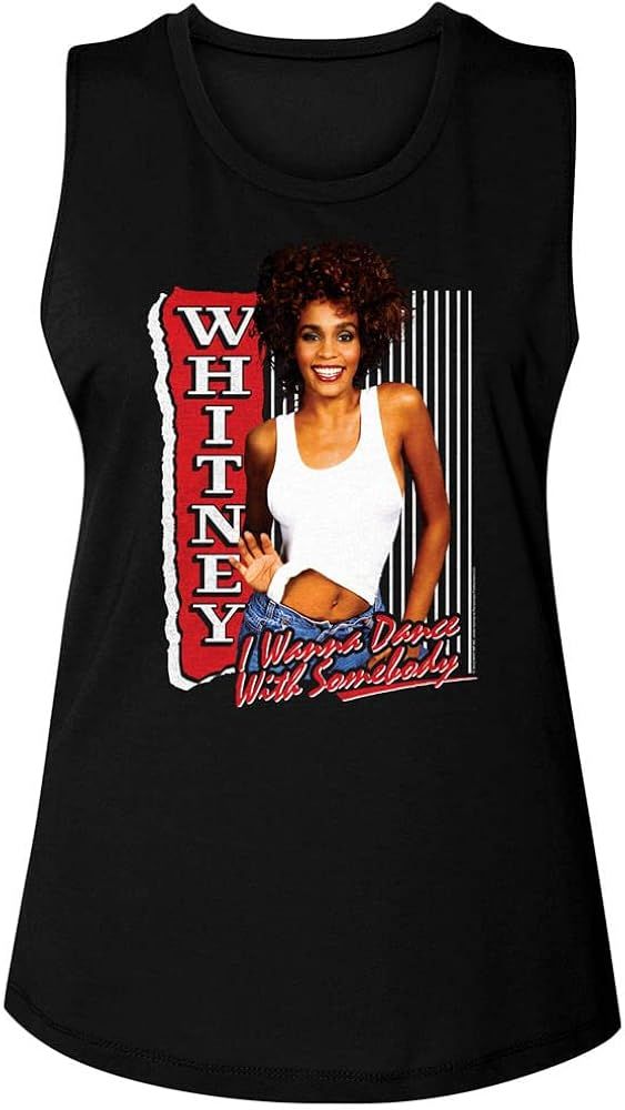 Whitney Houston T Shirt I Wanna Dance with Somebody Ladies Sleeveless Muscle Tank Top 80s Graphic... | Amazon (US)