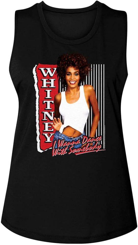 Whitney Houston T Shirt I Wanna Dance with Somebody Ladies Sleeveless Muscle Tank Top 80s Graphic... | Amazon (US)