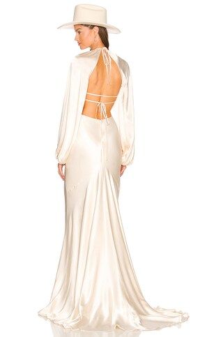 Shona Joy La Lune Balloon Sleeve Open Back Maxi Dress in Cream from Revolve.com | Revolve Clothing (Global)