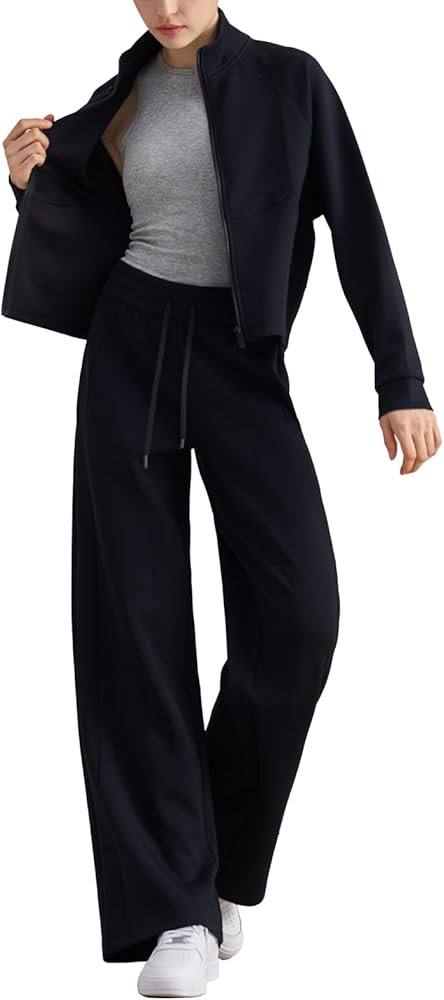 altiland Women's Full Zip Workout Running Yoga Scuba Jackets and Pants Set 2 Pieces Casual Outfit | Amazon (US)