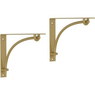 Franklin Brass 8 in. Brushed Brass Steel Modern Streamlined Decorative Shelf Bracket (2-Pack)-S44... | The Home Depot