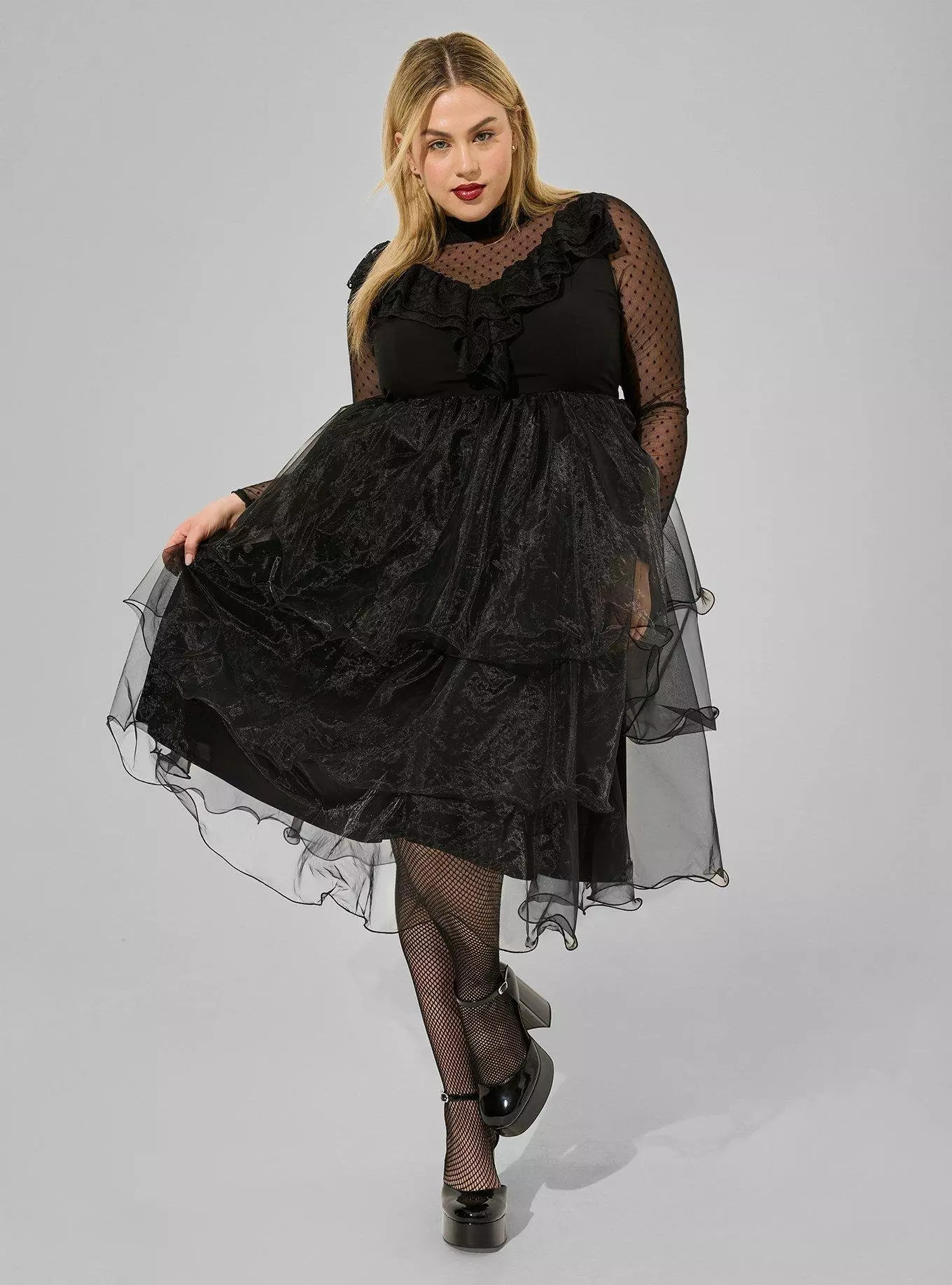 Tiered Mock Neck Midi Dress | Torrid (US & Canada)