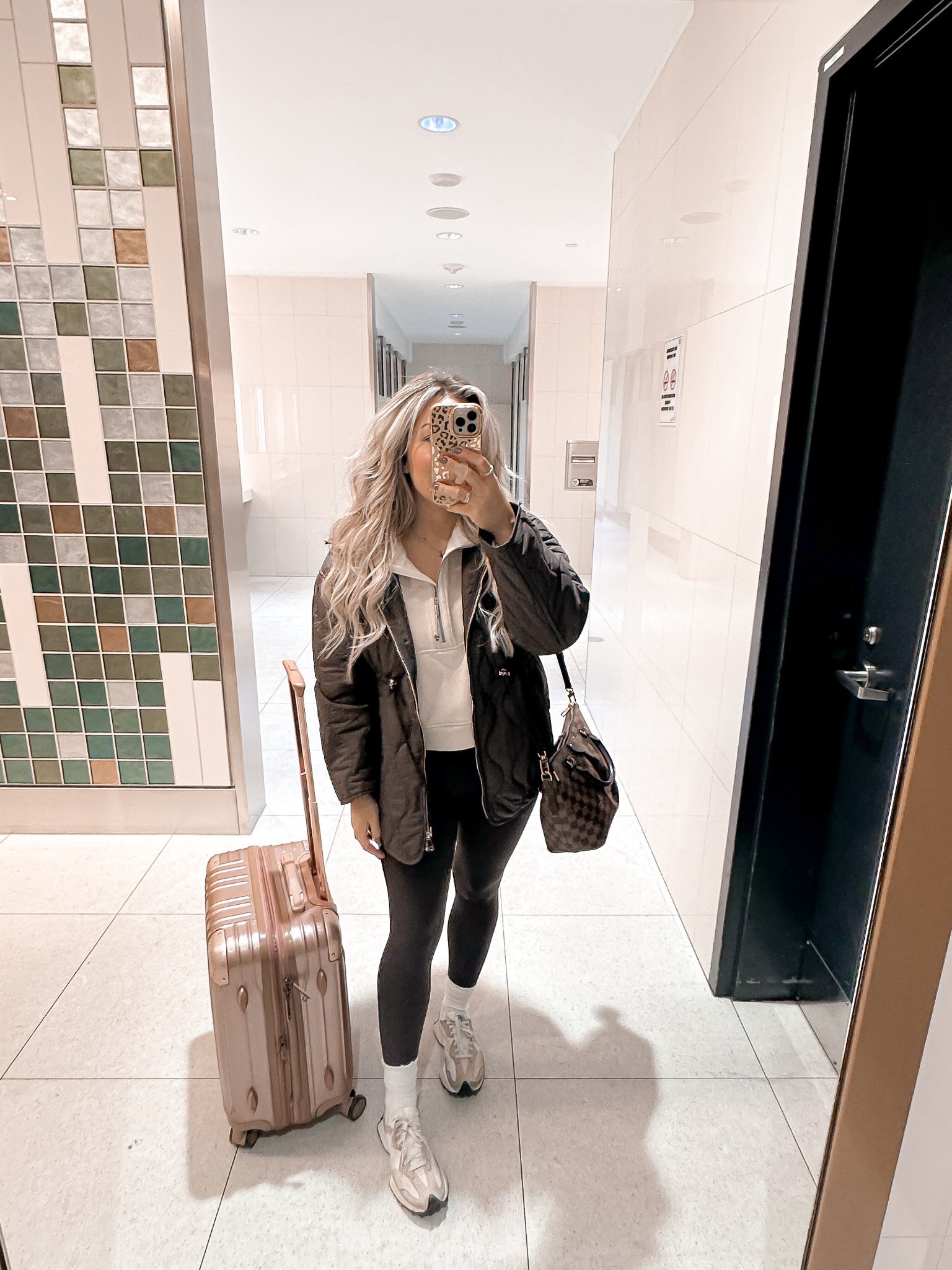 Airport outfit. Lululemon scuba half zipped. Brown quilted jacket. Fall casual outfit. New balance sneakers. 

#LTKcanada #LTKfall #LTKfitness