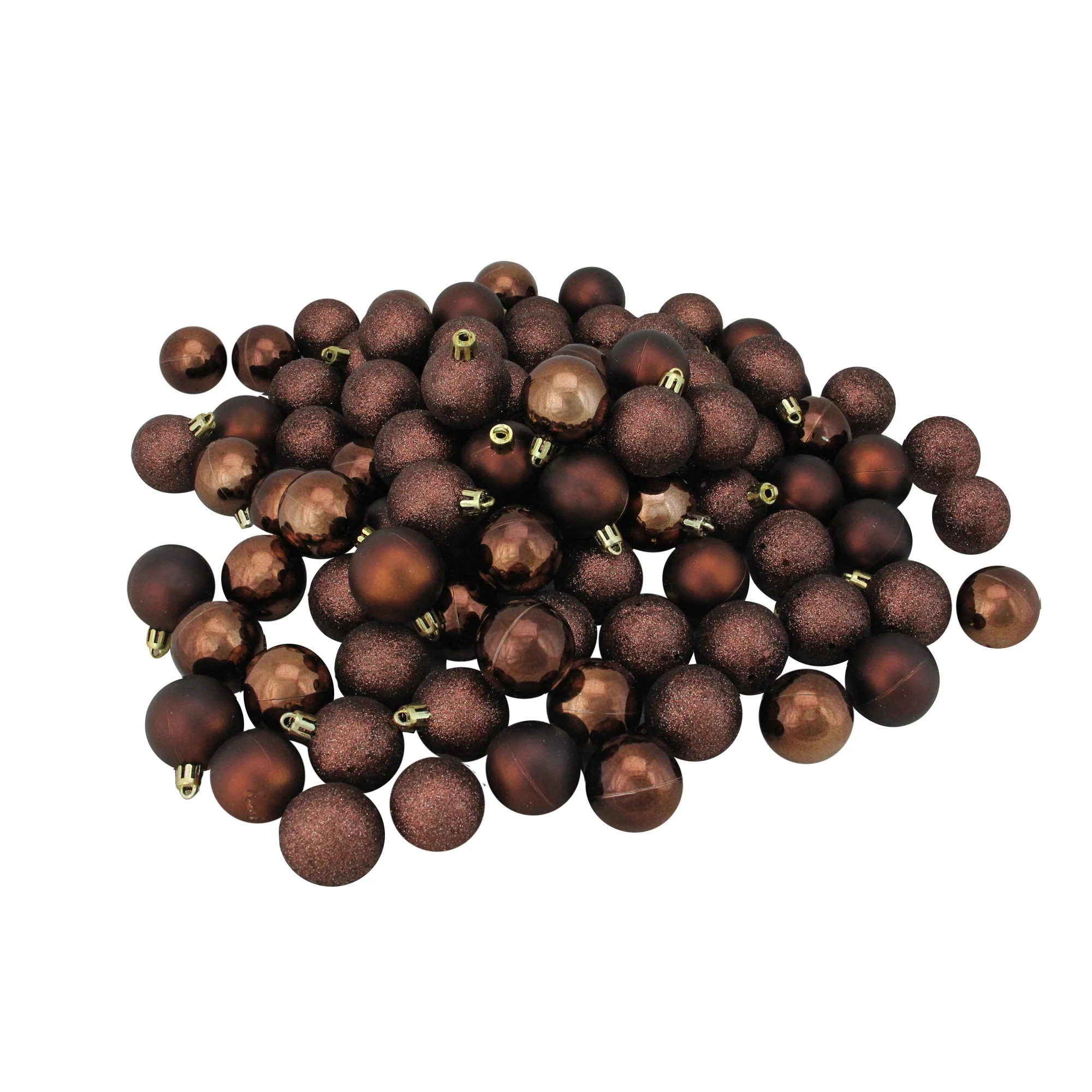 Northlight 96ct Shatterproof 4-Finish Christmas Ball Ornament Set 1.5" - Brown | Walmart (US)