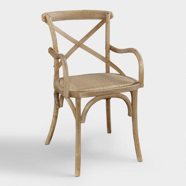 Gray Wood and Rattan Syena Armchair | World Market