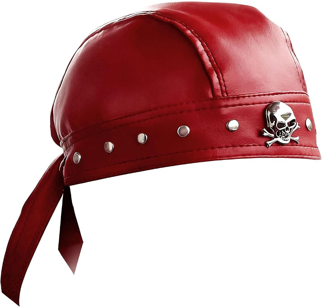 Biker Rock Bandana Doo Do Rag Headwrap Punk Skull Cap Du Rag Red Unisex | Amazon (US)