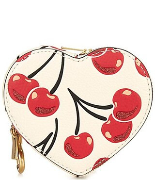 COACH Cherry Print Leather Heart Coin Purse - Chalk Multi | Dillard's