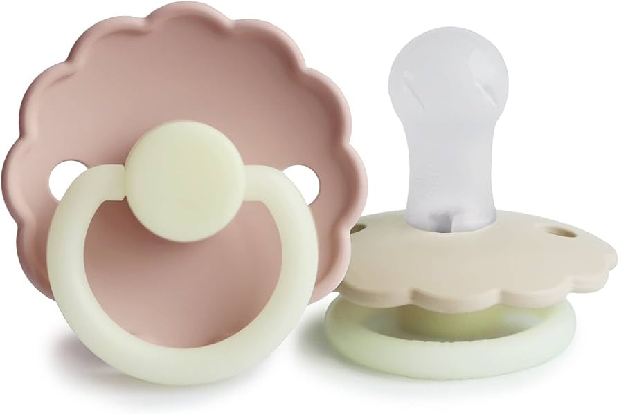 FRIGG Daisy Night SilkySoft Silicone Baby Pacifier | Made in Denmark | BPA-Free (Blush/Cream, 0-6... | Amazon (US)