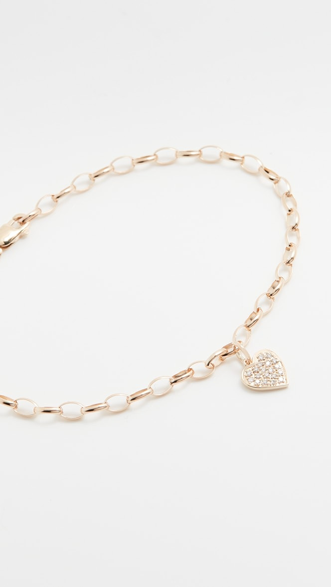 Sydney Evan Pave Heart Charm Bracelet | SHOPBOP | Shopbop