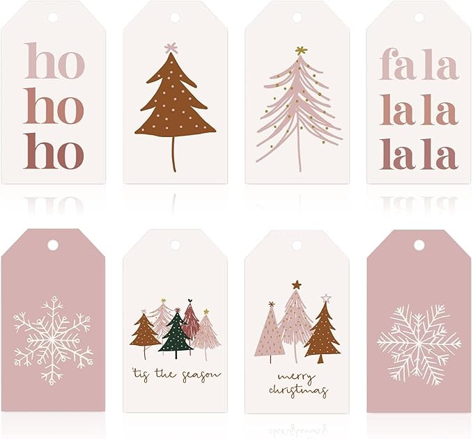 Whaline 120Pcs Christmas Tags with Hemp Rope Boho Christmas Paper Tag Xmas Tree Snowflake Seasona... | Amazon (US)