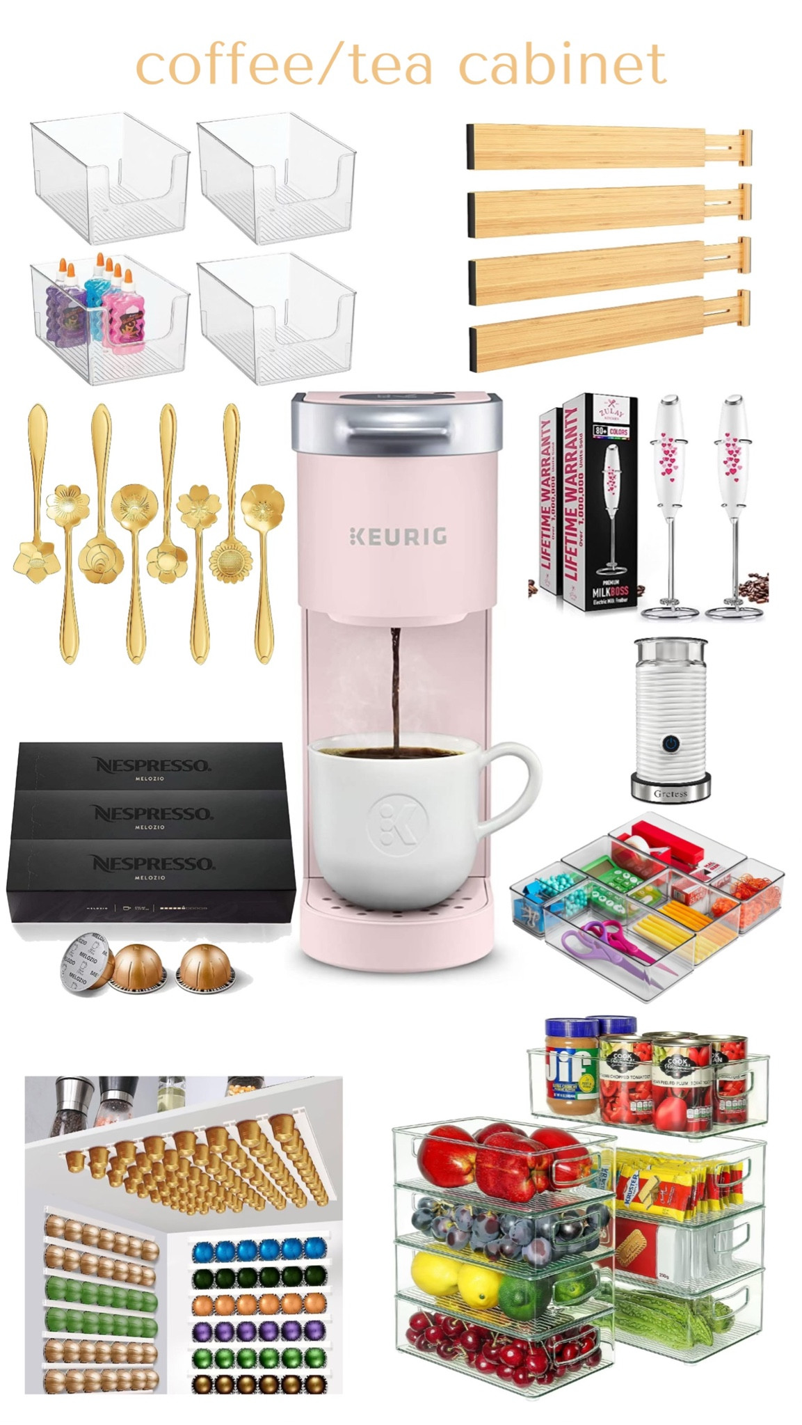 The coffee/tea cabinet organization