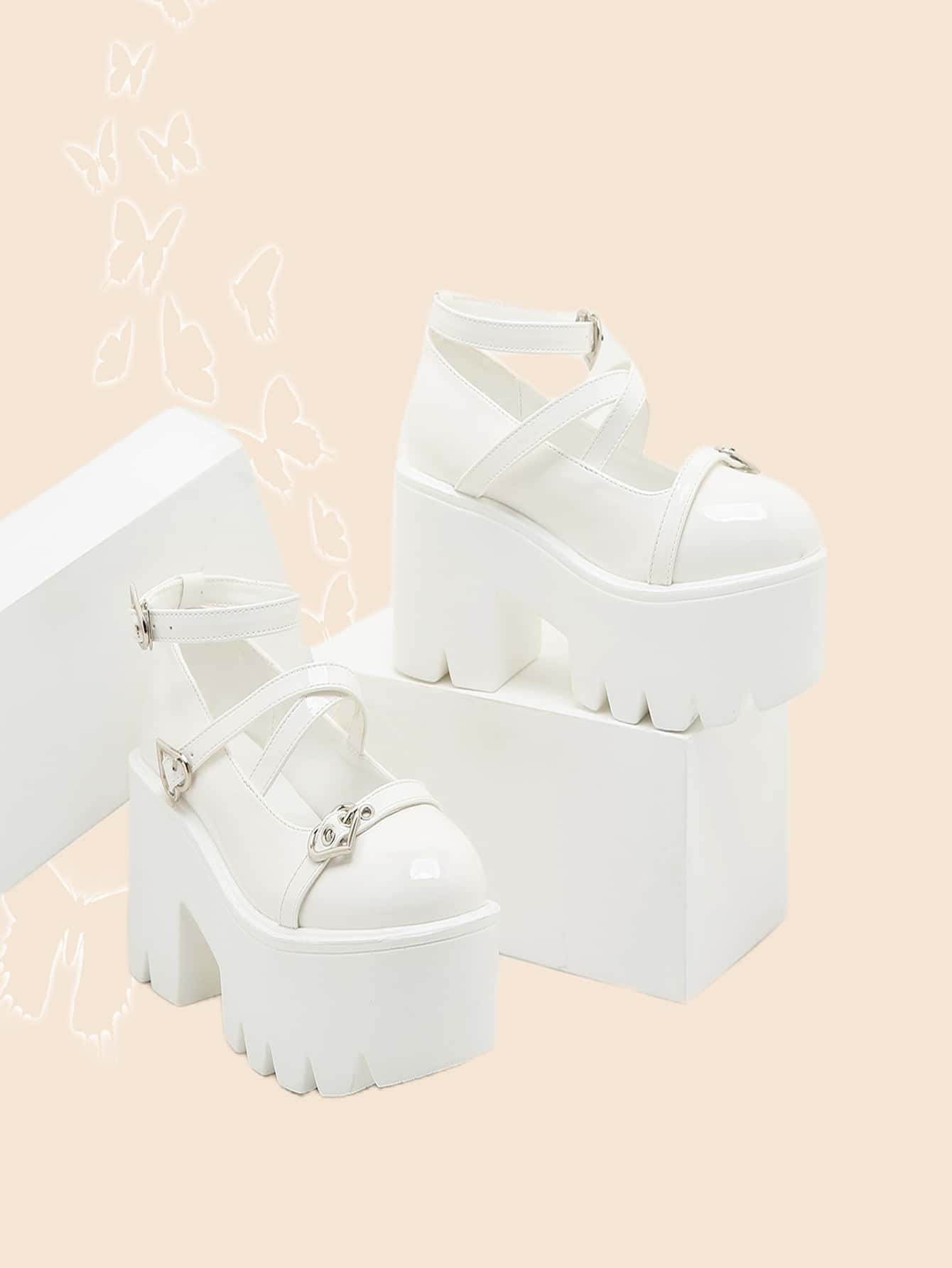 Buckle Detail Wedge Mary Jane Shoes | SHEIN