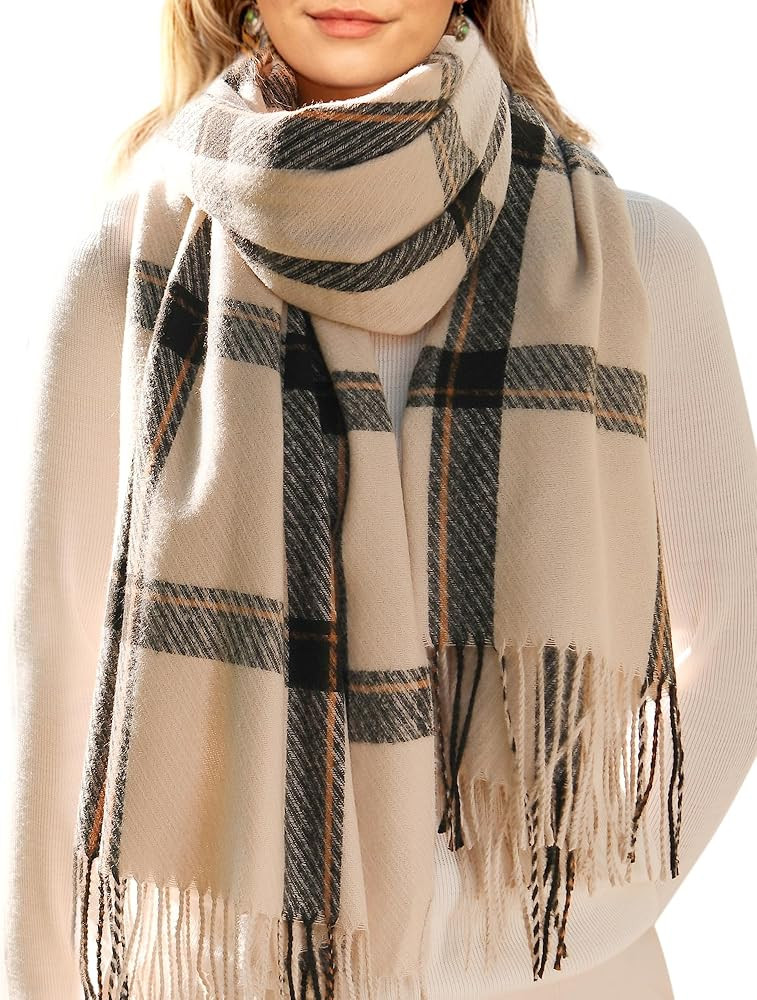 Winter Autumn Scarf for Women with Fringe Long Tartan Plaid Scarves | Amazon (CA)