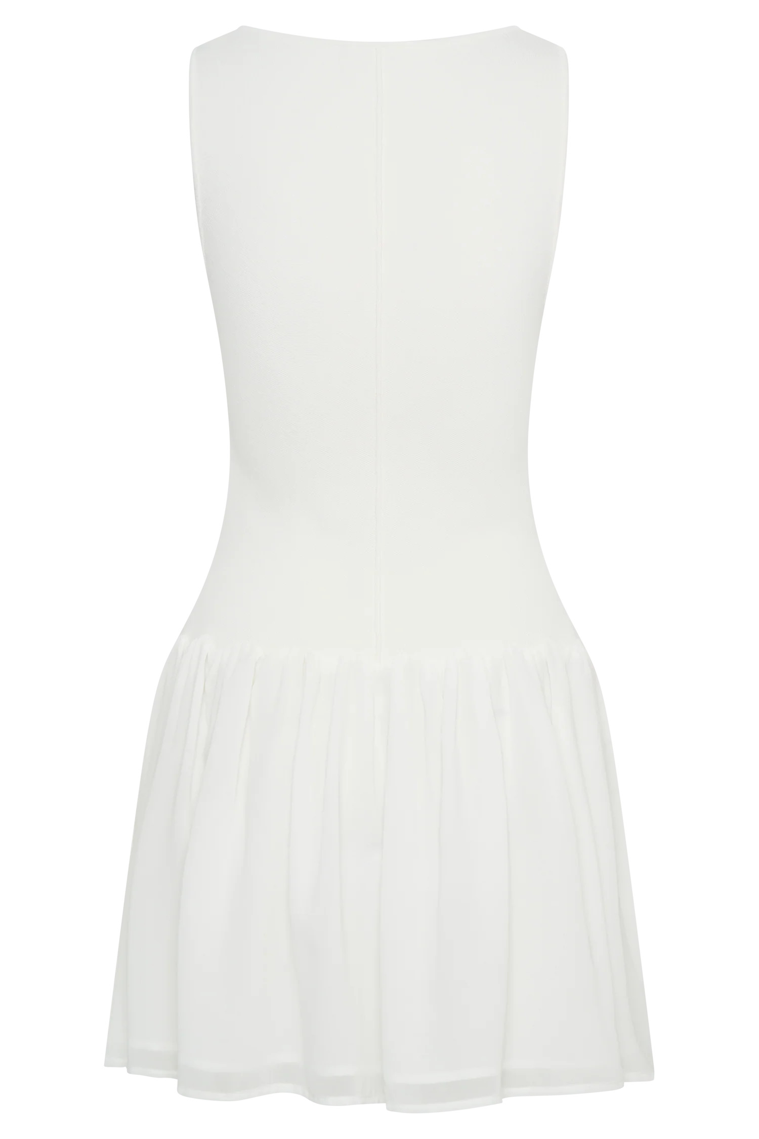 Ashleigh Knit And Chiffon Mini Dress - Ivory | MESHKI US