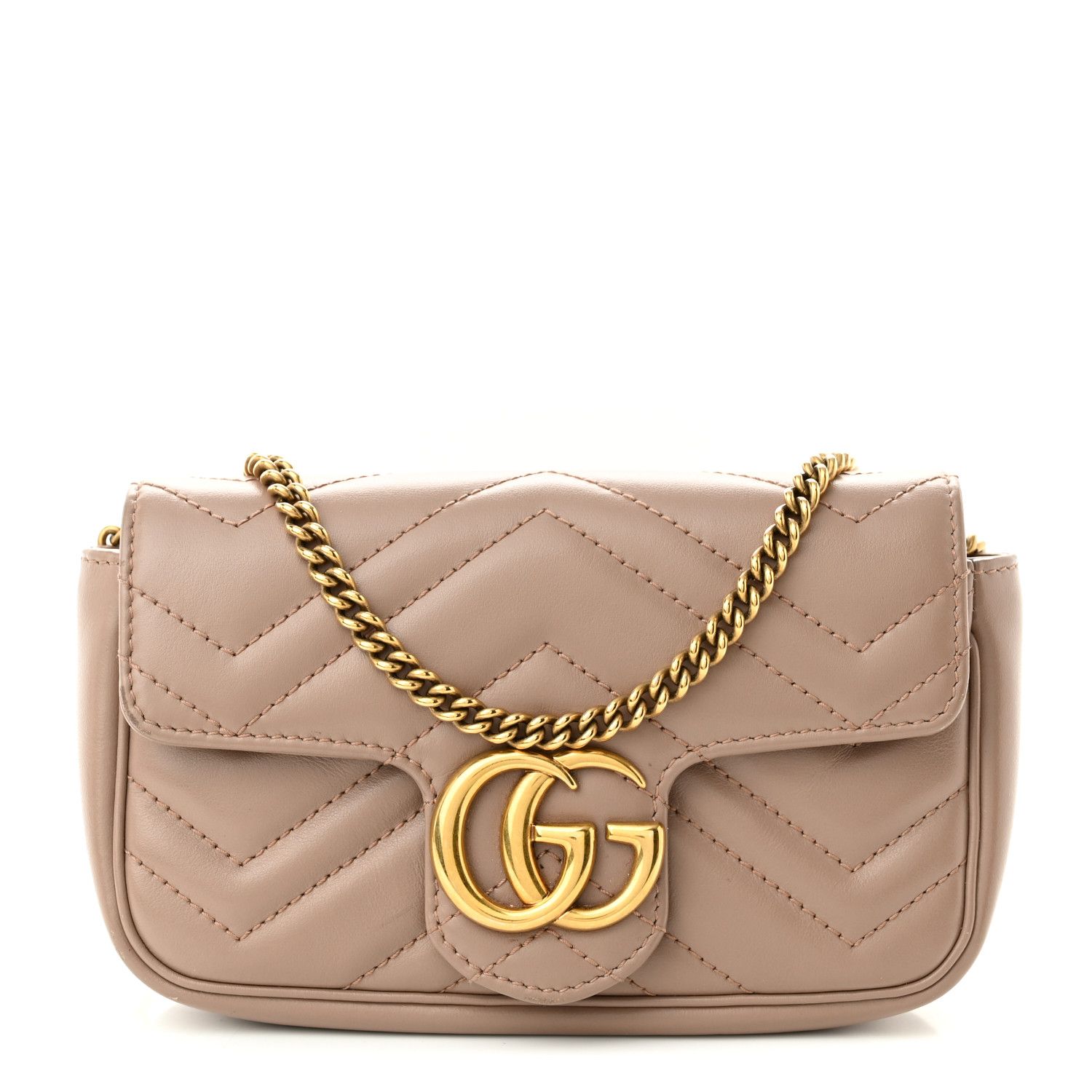 Calfskin Matelasse Super Mini GG Marmont Shoulder Bag Porcelain Rose | FASHIONPHILE (US)