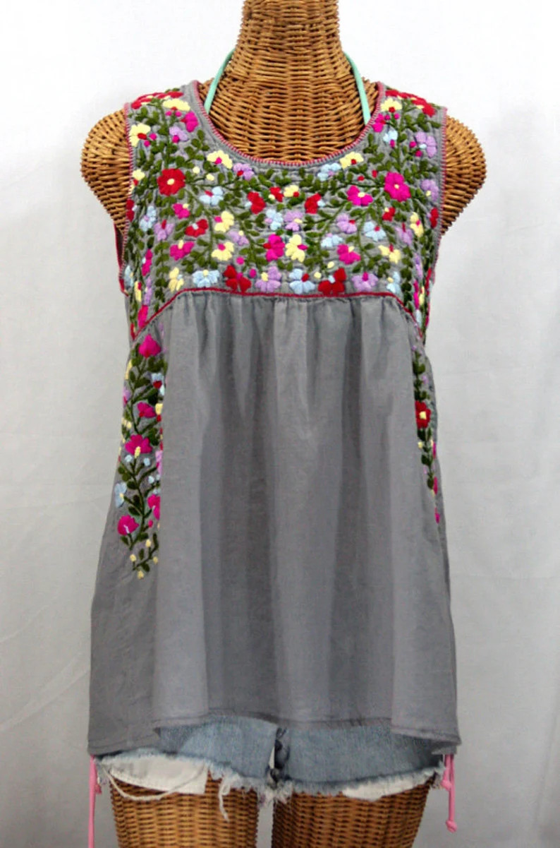 Mexican Peasant Top Blouse Sleeveless Hand Embroidered: | Etsy | Etsy (US)
