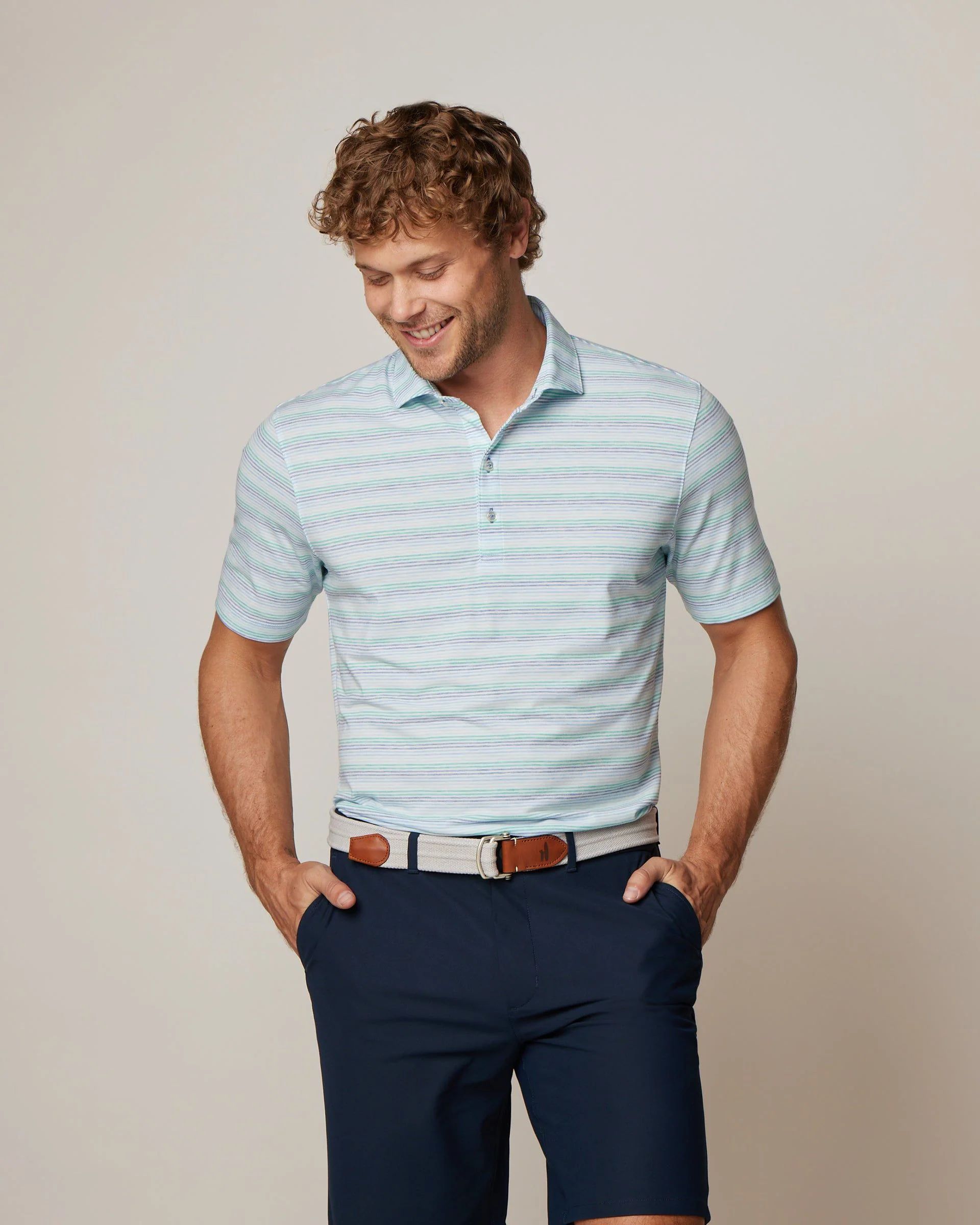 Barton Striped Top Shelf Performance Polo | johnnie O