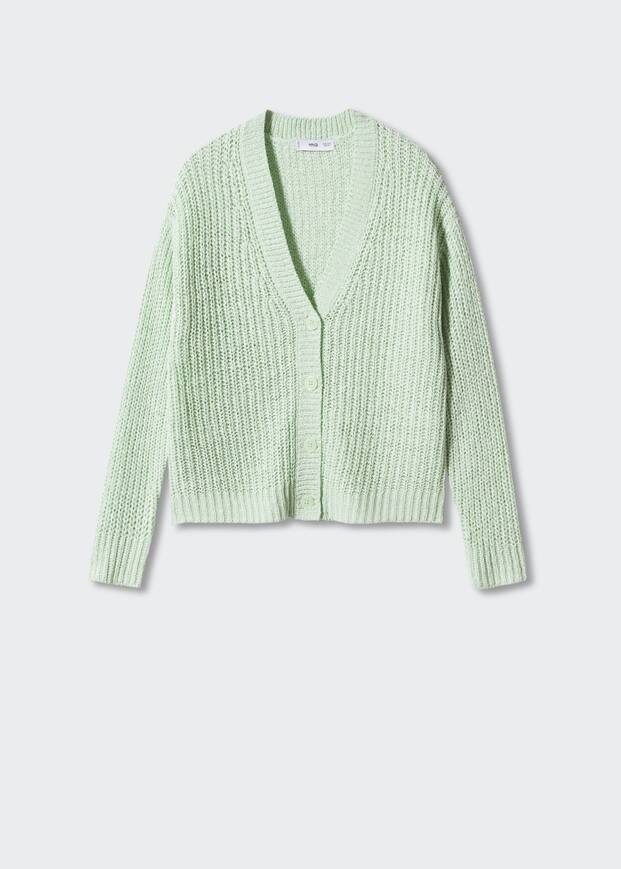 V-neck knitted cardigan -  Women | Mango United Kingdom | MANGO (UK)
