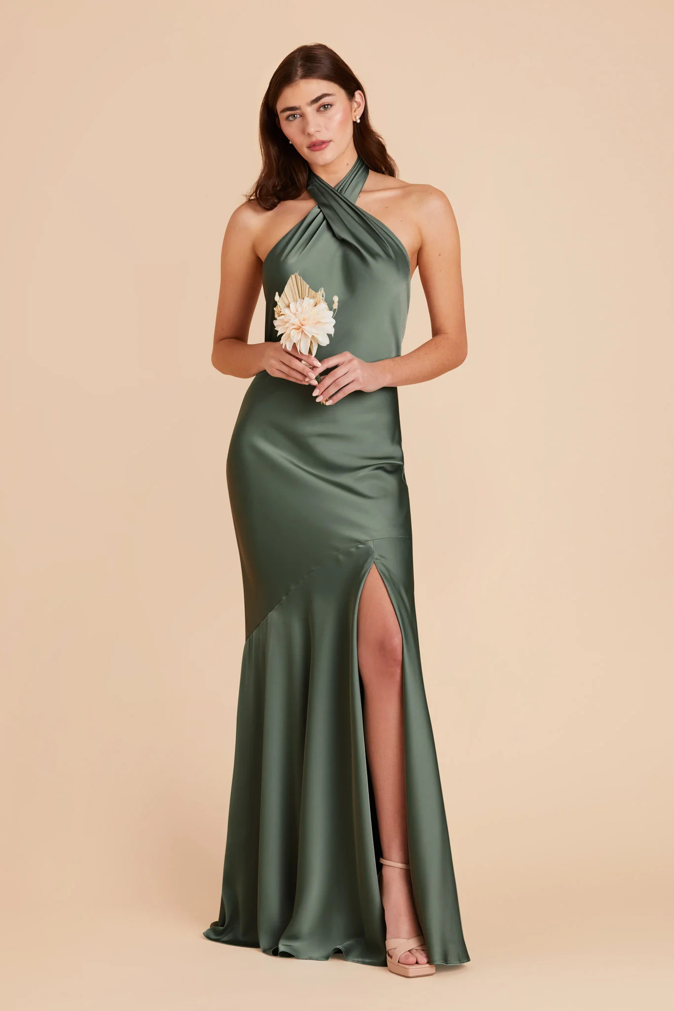 Stephanie Matte Satin Dress - Neutral Champagne | Birdy Grey