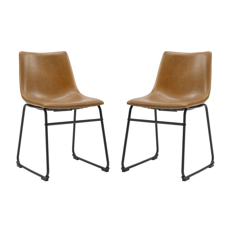 Set of 2 Laslo Modern Upholstered Faux Leather Dining Chairs - Saracina Home | Target