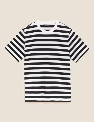 Pure Cotton Striped Crew Neck T-Shirt | M&S Collection | M&S | Marks & Spencer (UK)