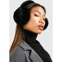 boohoo Women's Soft Faux Fur Earmuffs in Black | Polyester | boohoo (US & Canada)
