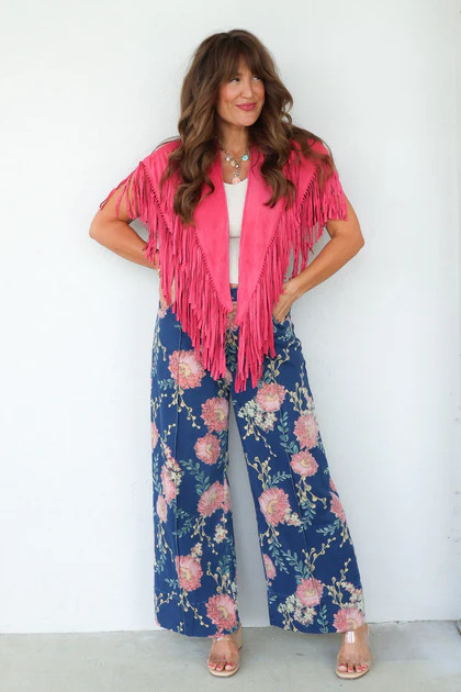 Mina Fuchsia Fringe Shoulder Wrap | The Willow Tree