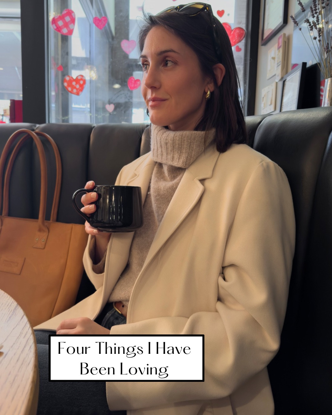 Four things I have been loving 🤍burgundy accents (this belt from @jcrew  😍)
Chai lattes
@Salt & Stone body wash
Pajama sets from @Petite Plume 