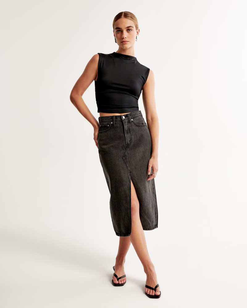 Denim Midi Skirt | Abercrombie & Fitch (US)