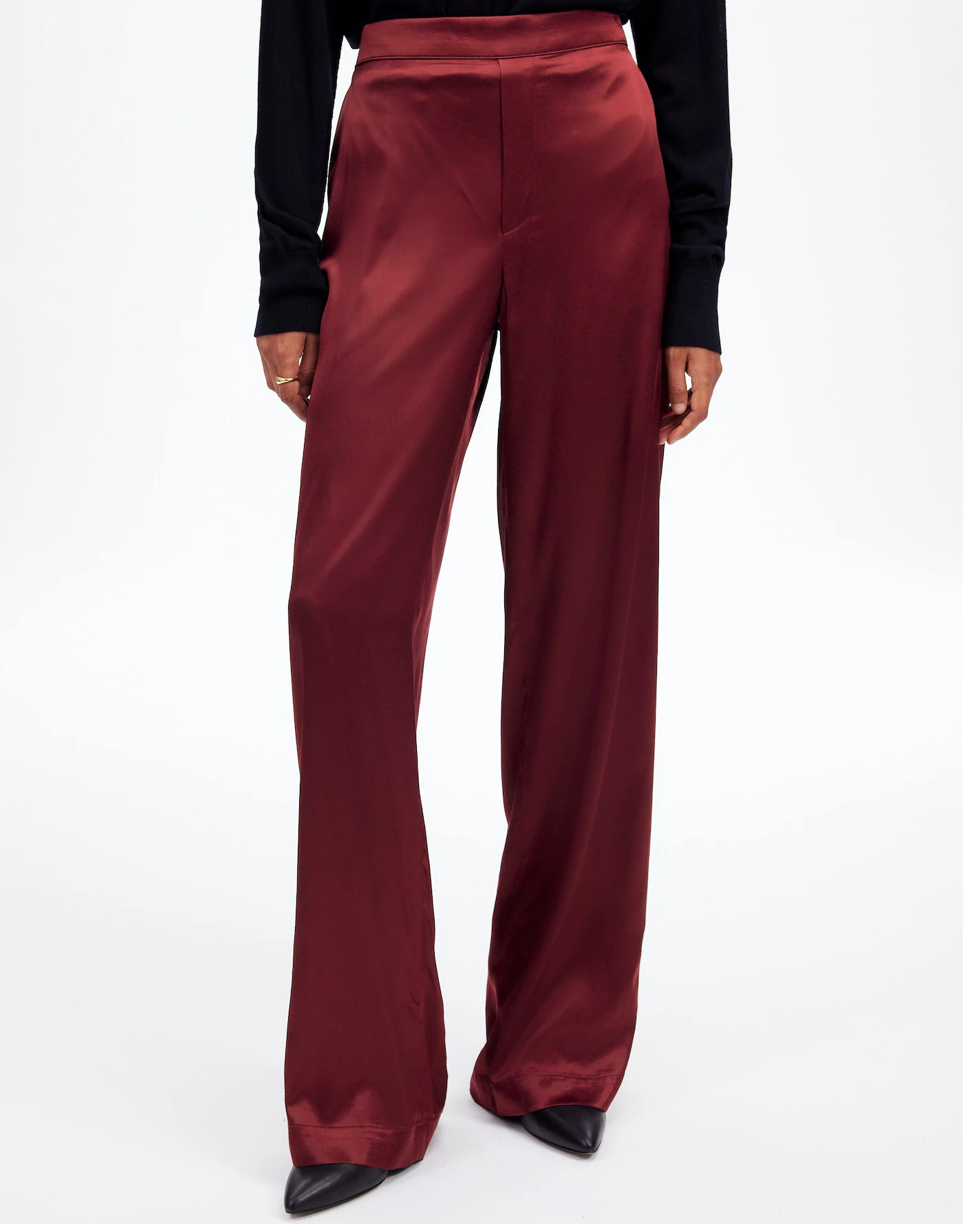Pull-On Straight Pants in Stretch Satin | Madewell | Madewell