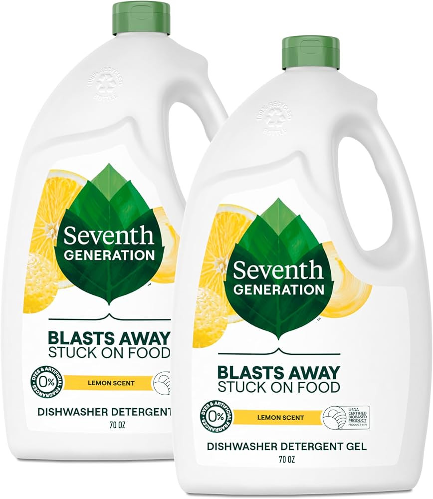 Seventh Generation Dishwasher Detergent Gel Lemon Scent 2 pack for sparkling dishes dishwasher so... | Amazon (US)