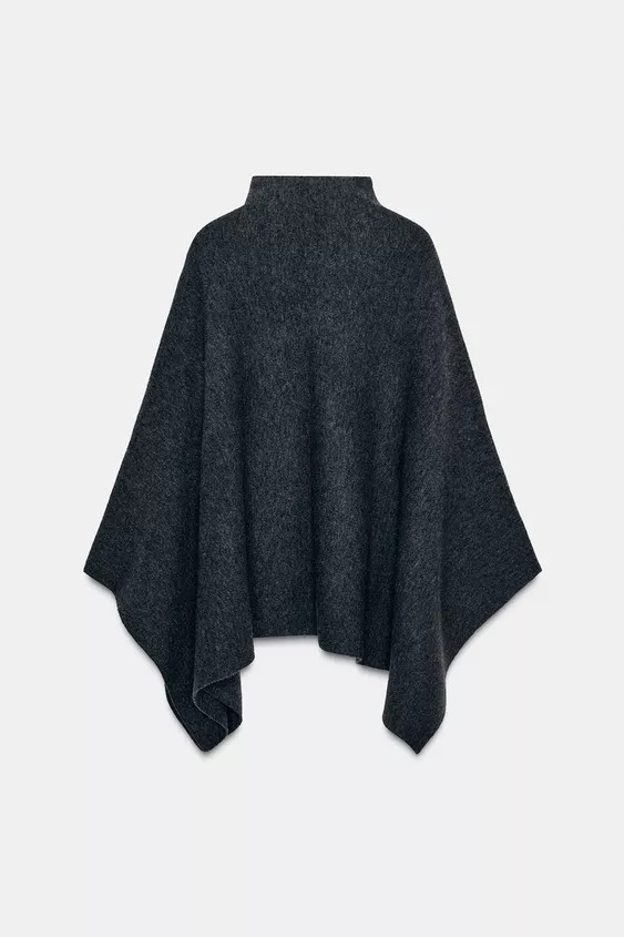 HIGH COLLAR KNIT CAPE | Zara US