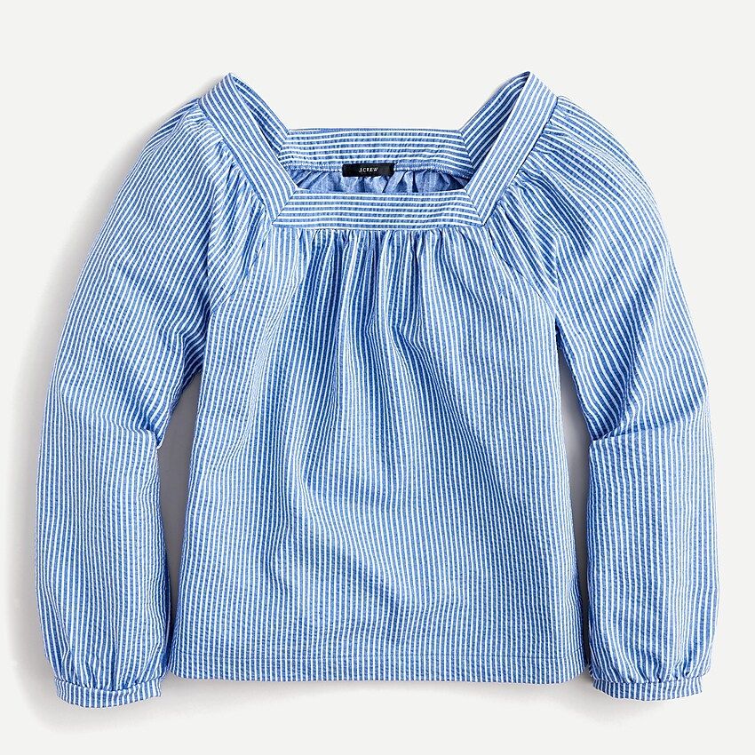 Square-neck top in stretch knit seersucker | J.Crew US