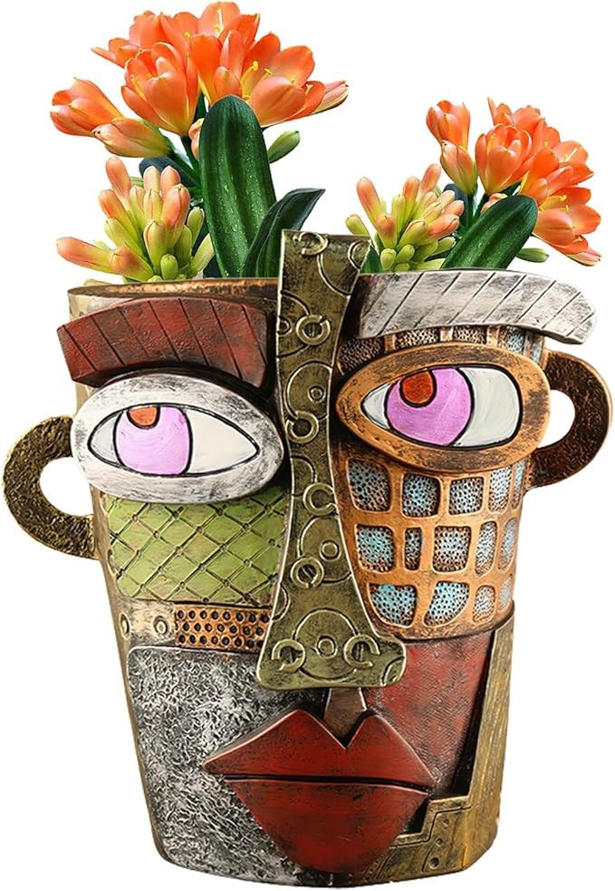 Midogaigai Abstract Face Planters Pots Head,Unique Head Planter for Indoor Plants,Funny Face Flow... | Amazon (US)