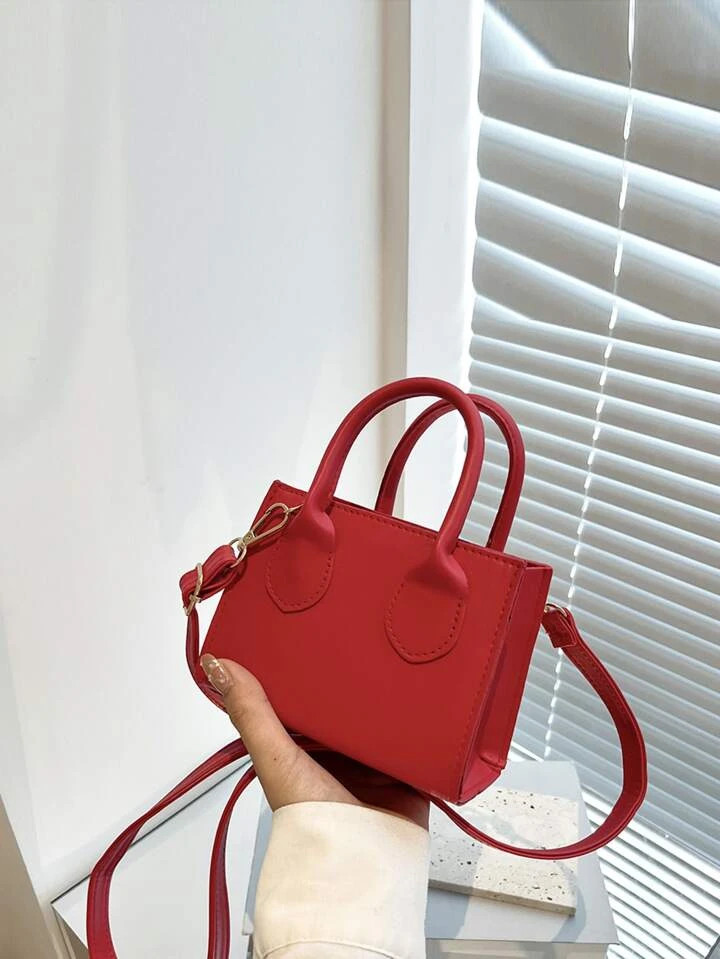 Mini Neon Red Square Bag | SHEIN