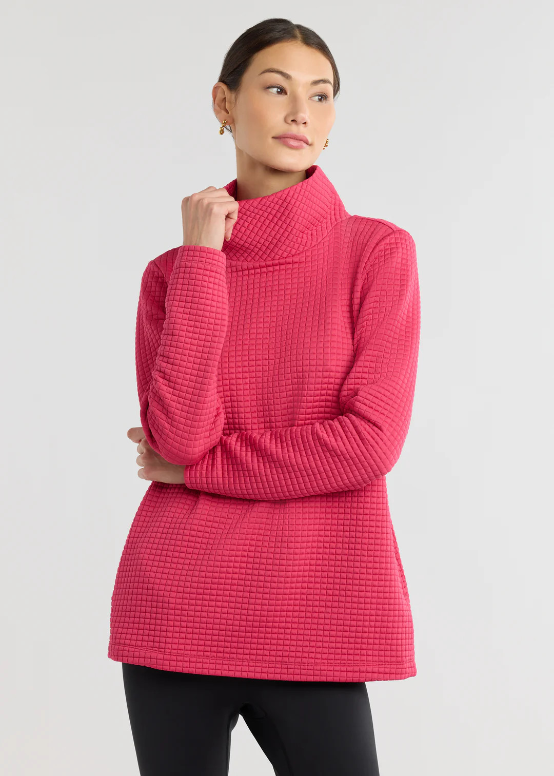 Cobble Hill Turtleneck in Waffle (Berry) | Dudley Stephens