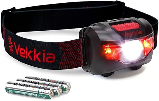 Vekkia Ultra Bright LED Headlamp-5 Lighting Modes,White & Red LEDs Head Lamp, Camping Accessories... | Amazon (US)